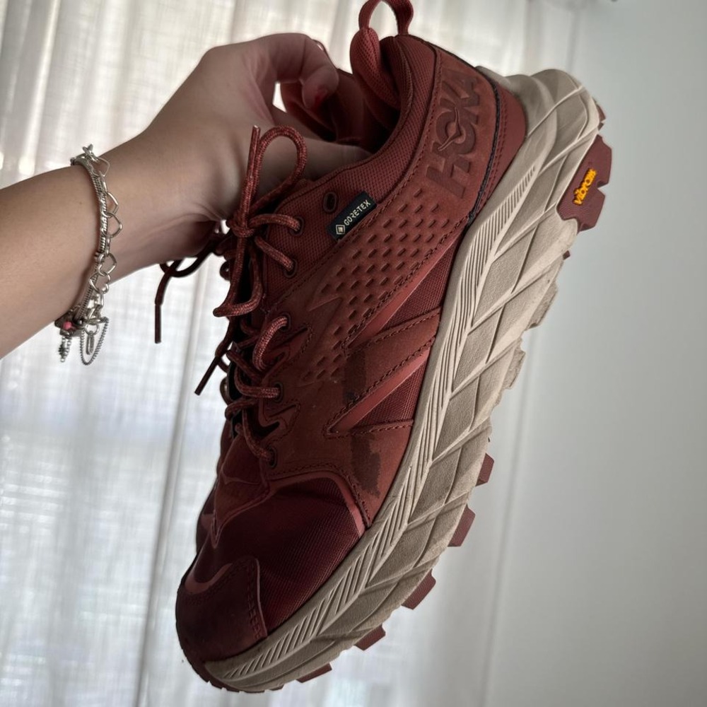 Hoka One One Women's Rust Red GORE-TEX Trail Sneakers - Picture 3 of 6